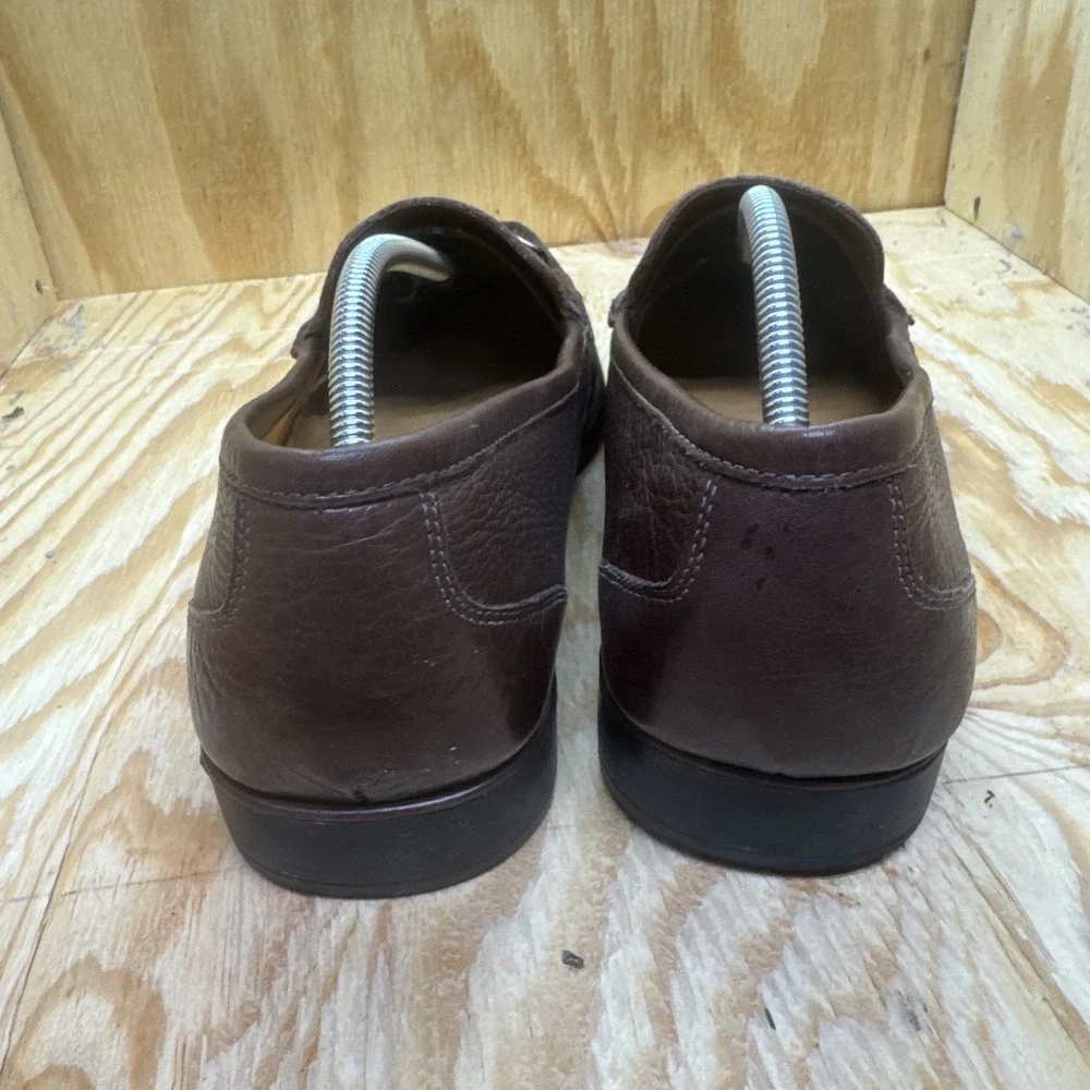 Sandro Loafers Men's 13D‎ Horsebit Pebbled Leather Brown Shoes Slip On Comfort